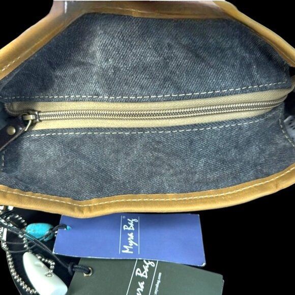 Myra Bag Coyote Bluff Fringed Leather, Weave and Calf Hair Crossbody Bag NWT - Picture 17 of 17